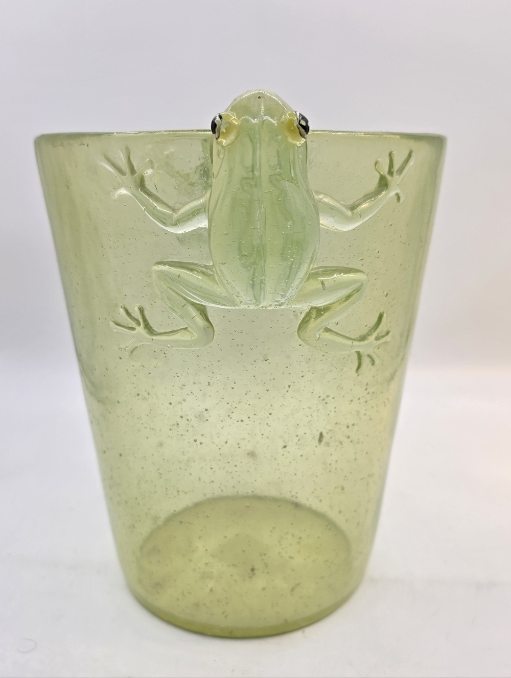 Vtg Acrylic Translucent Green Frog/ trash can / wine/ice bucket/retro